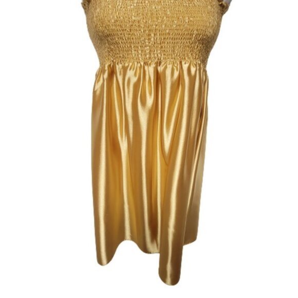Gold Strapless Halter Tie Mini Dress  Size S/M - Picture 4 of 9